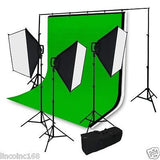 2400W Video Photography Studio 3 Softbox Chromakey Background Stand Lighting Kit