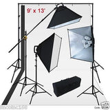 9'x13' BW Backdrop Support Stand Photography Studio Video 3 Softbox Lighting Kit