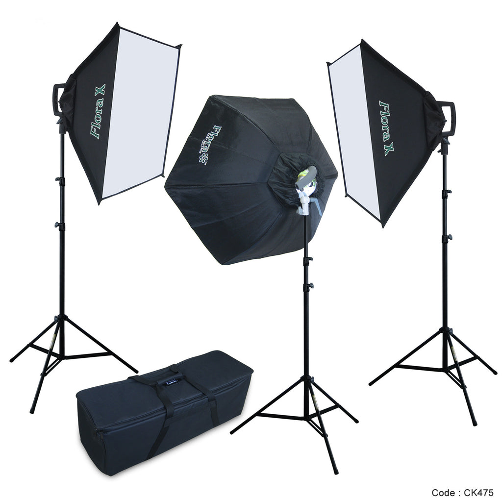 Flora Light Bank & Flora X Light Bank Combo with Exclusive Easy Softboxes. Light Stands, Bulbs & Bag included.