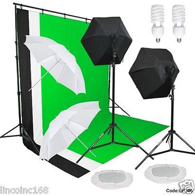 Photography Studio Lighting Light Backdrop stand Muslin Softbox Umbrella  Kit - Main Image