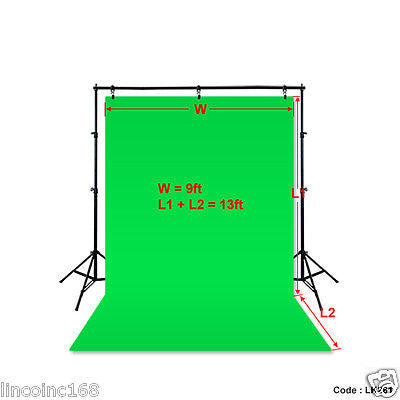 9'x13' Green Photography Backdrop Photo Stand Background Support Muslin Kit