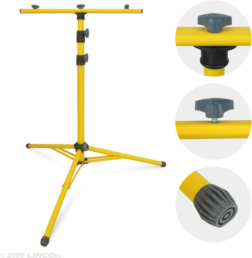 LINCO Tripod Stand LED Work Light Flood Light Heavy Duty Steel Stand Wide Base (Stand & Bar Only)