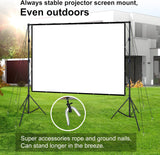 LINCO (150"/120") Projector Screen with Stand, Indoor Outdoor Movie Projector Screen 4K HD 16: 9 Wrinkle-Free Design with Carrying Bag for Backyard Movie Night