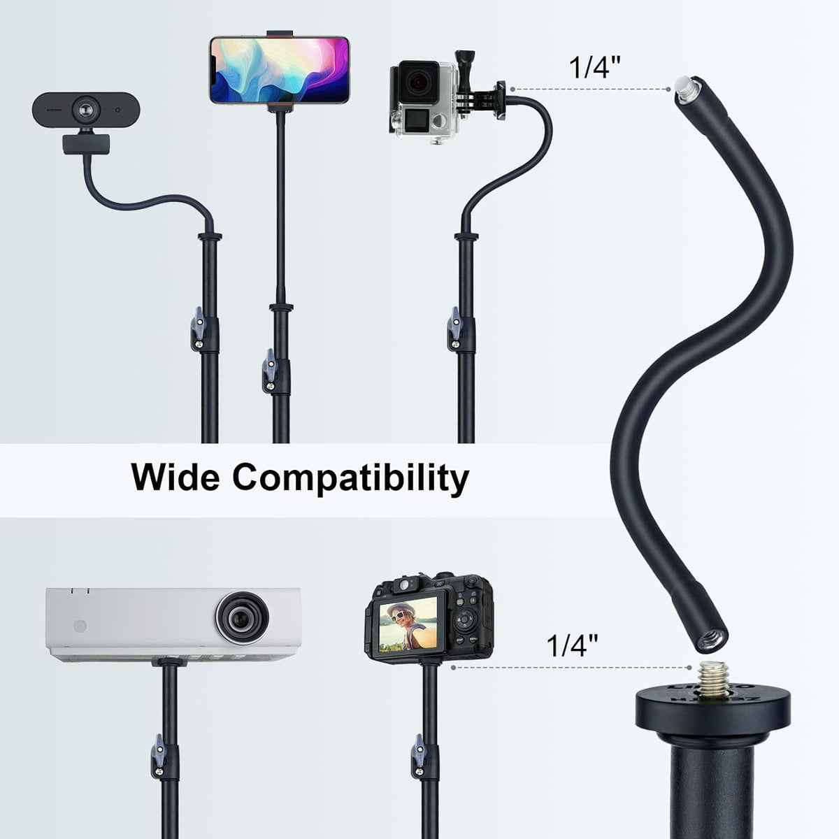 LINCO Adjustable iPhone Tripod Stand 67" Cellphone Tripod with Gooseneck Compatible with iPhone Android Camera for Vlogging, Travel, Live Streaming, Selfie, TikTok