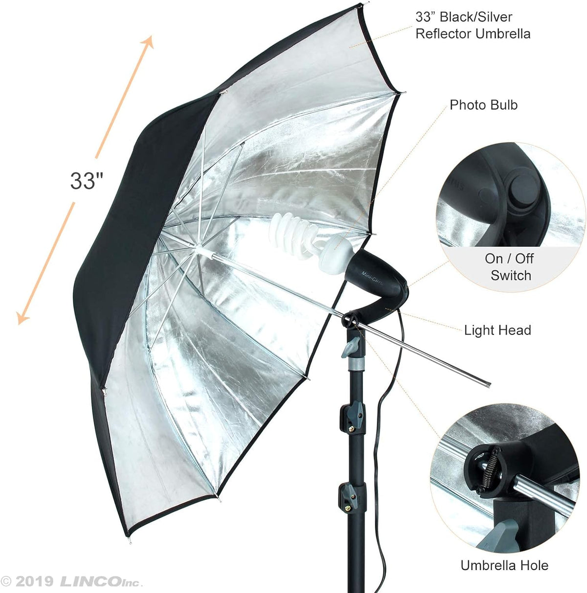 LINCO Photo Studio Lighting 600W 4 Umbrella Continuous Lighting Kit for Video Photography AM126