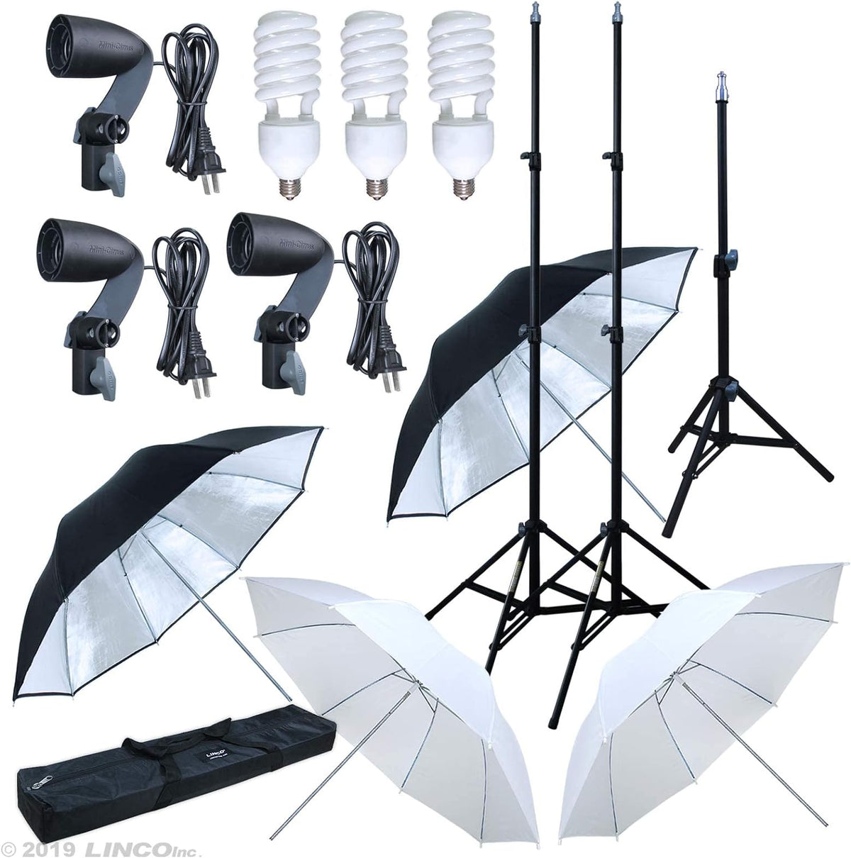 LINCO Photo Studio Lighting 600W 4 Umbrella Continuous Lighting Kit for Video Photography AM126