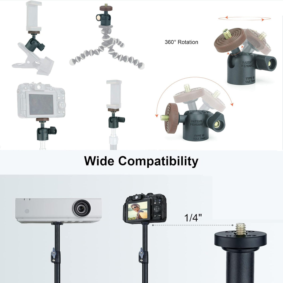 LINCO Adjustable 55" iPad Tripod Stand for iPad iPhone Samsung Smartphone Tablet Camera