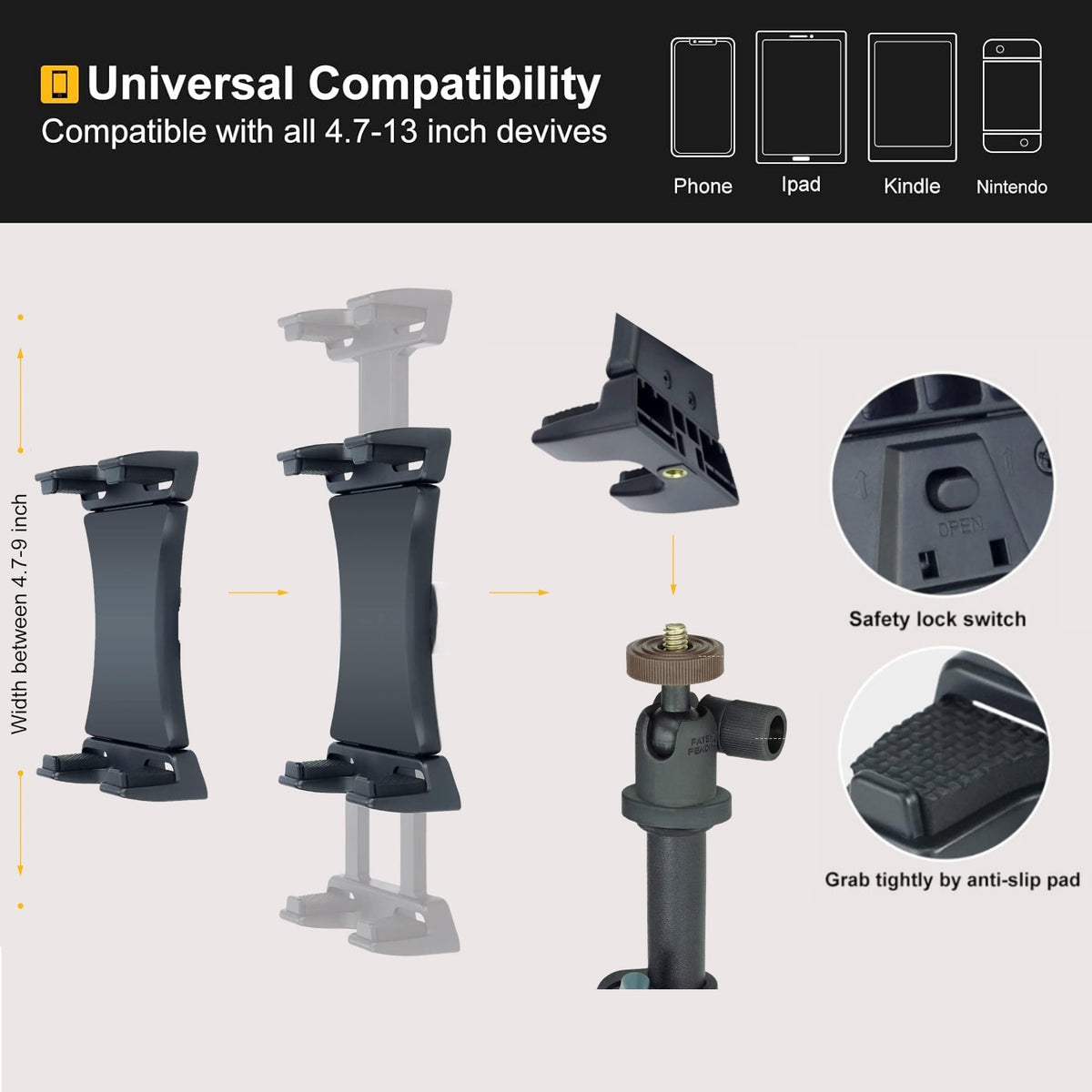 LINCO Adjustable 55" iPad Tripod Stand for iPad iPhone Samsung Smartphone Tablet Camera