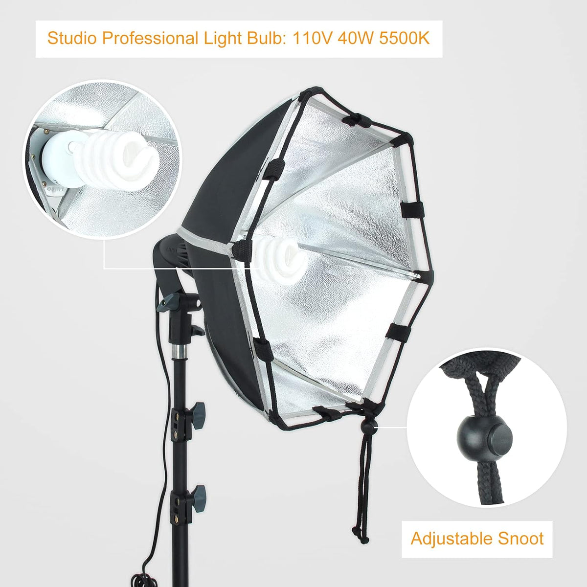 LINCO 3 Softbox Photo Studio Lighting Kit wtih Boom Arm for AM262