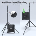 LINCO Adjustable Backdrop Stand for Parties Kit 10x7 Backdrop Photography Studio Photo Background Support System with Clamps, Sand Bag, Carry Bag 4172