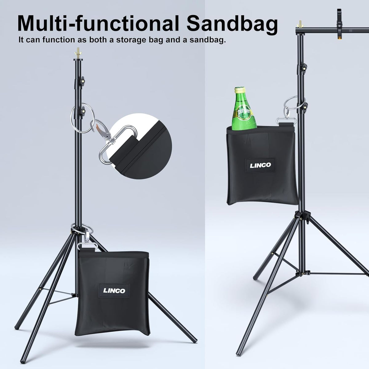 LINCO Adjustable Backdrop Stand for Parties Kit 10x7 Backdrop Photography Studio Photo Background Support System with Clamps, Sand Bag, Carry Bag 4172