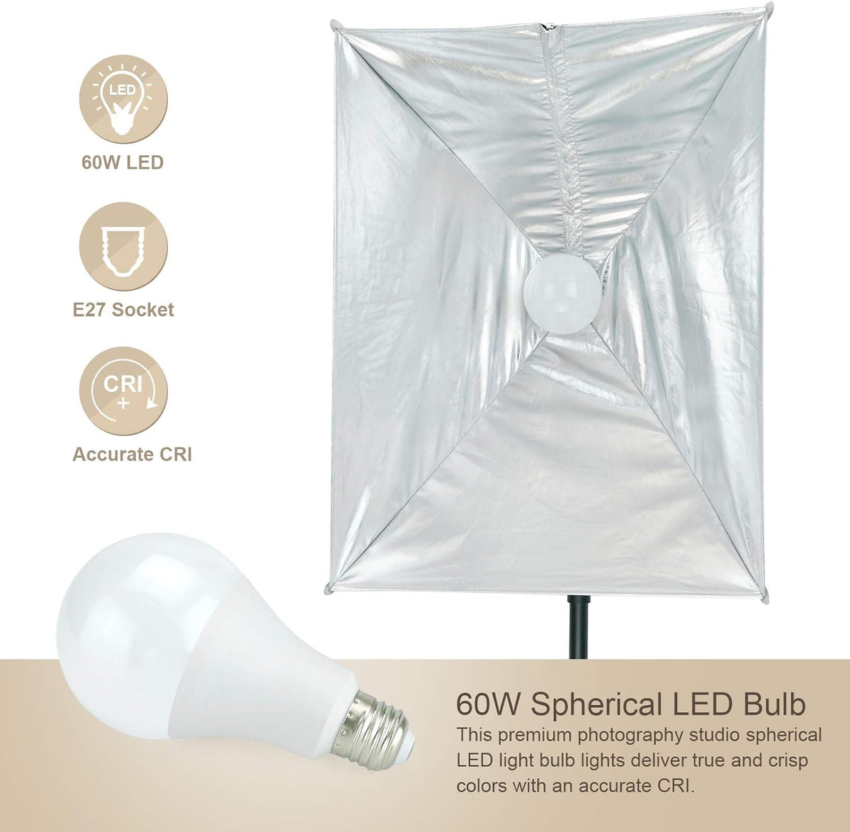 LINCO 2Pack Photography Softbox Lighting Kit Studio Light 20x28in Portable Continuous Light with E26/E27 800 Lumens Bulbs for Video