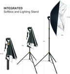 LINCO 2Pack Photography Softbox Lighting Kit Studio Light 20x28in Portable Continuous Light with E26/E27 800 Lumens Bulbs for Video