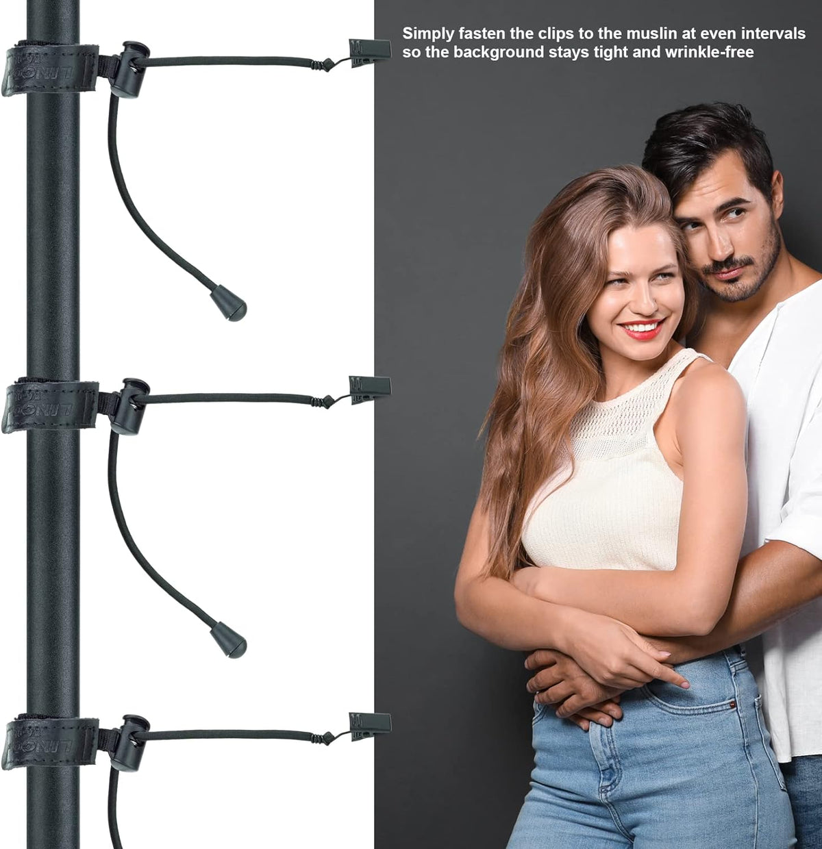LINCO 12Pack Backdrop Clamp Adjustable Heavy Duty Black Clamps for Photo Studio Backdrop Muslin, Camera Flash Brackets, Photo Backdrop Background Support Equipment