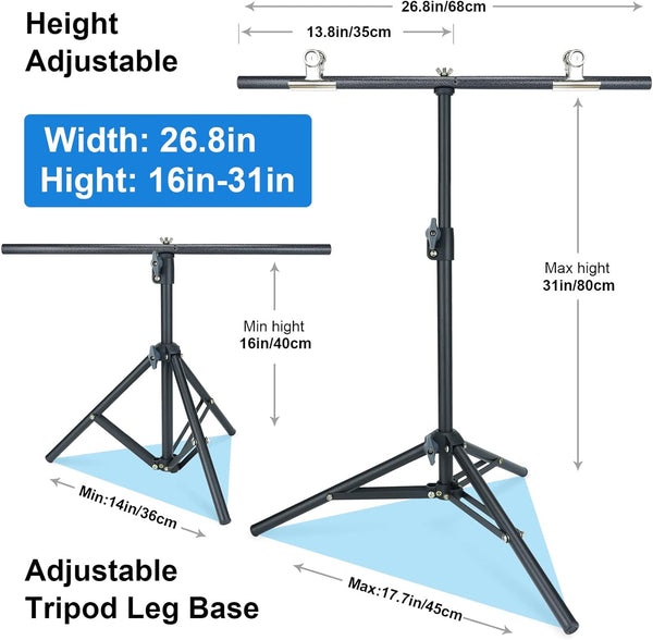 Linco AM207 T-Shape Photo Backdrop Stand Kit - 5x6.7ft, Black, Telescopic Steel