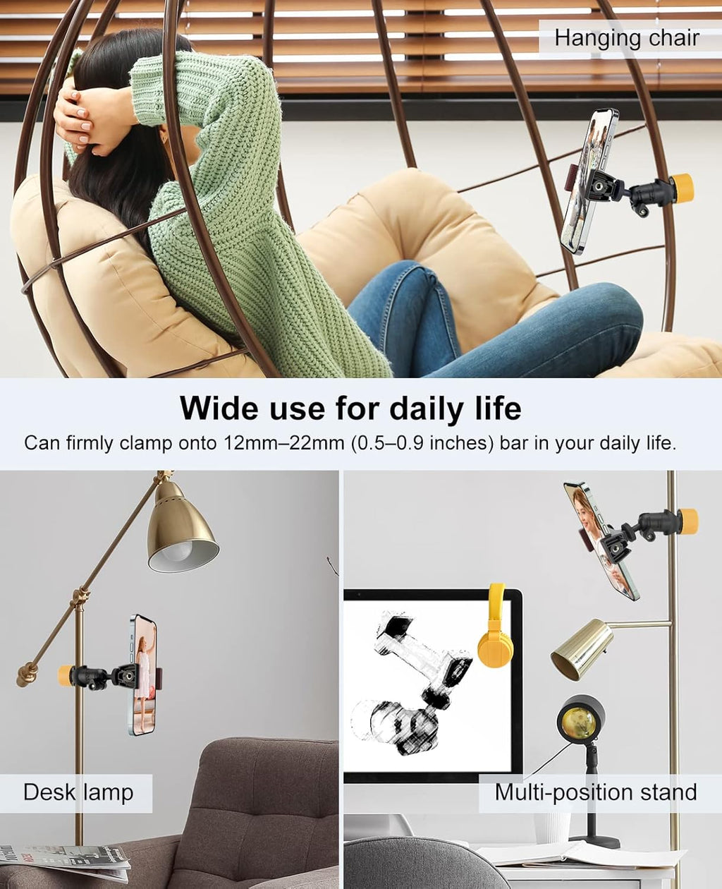 LINCO Universal Microphone Mic Stand Phone Holder Mount for Smartphone iPhone