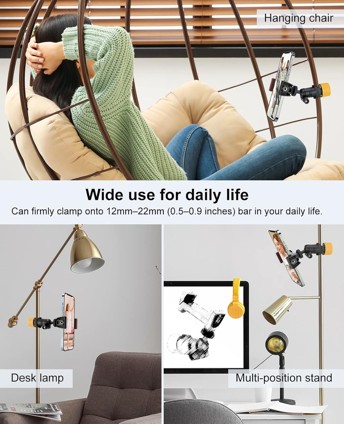 LINCO Universal Microphone Mic Stand Phone Holder Mount for Smartphone iPhone