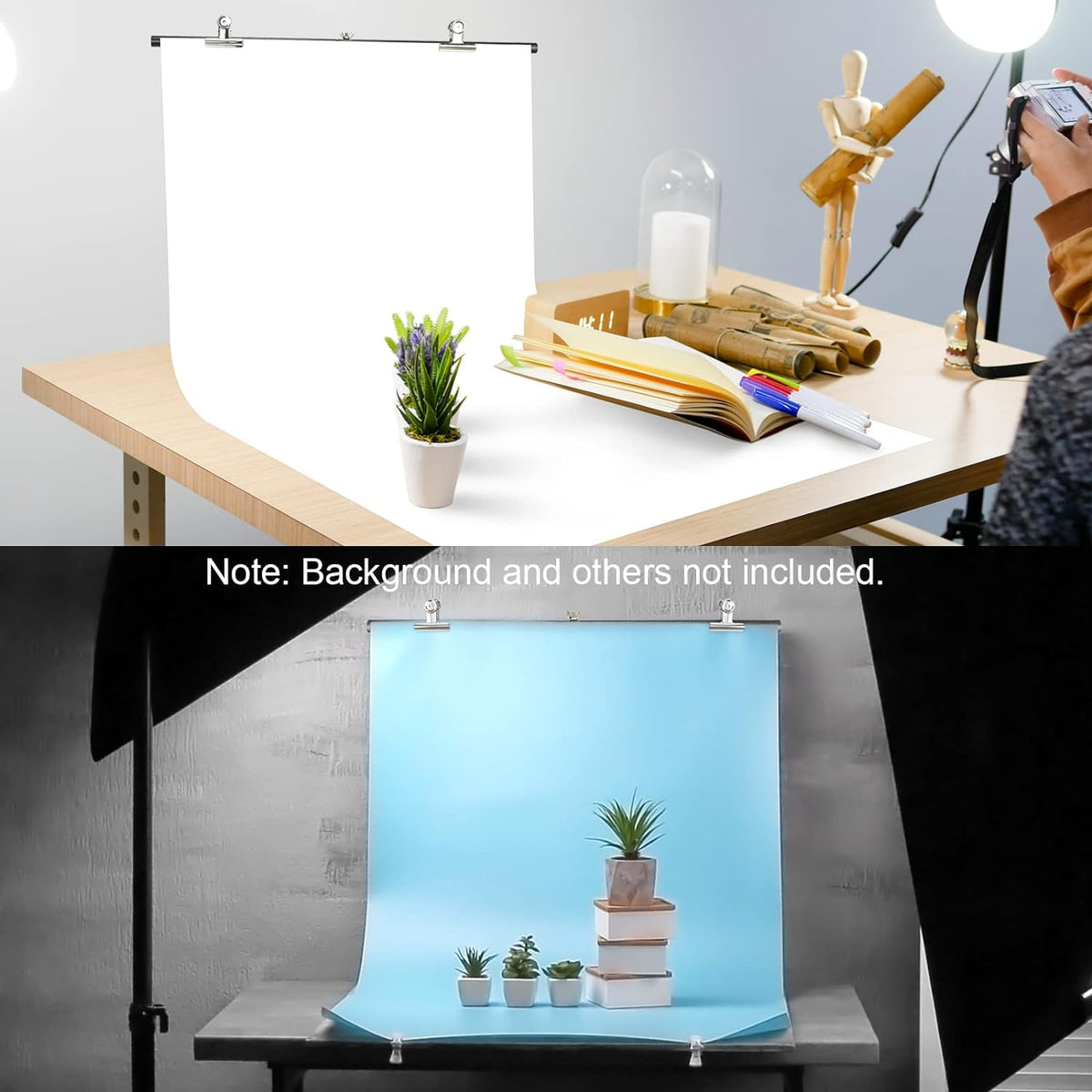 LINCO Silver Photography Backdrop Background Support Stand 2.2x2.6ft Table Top
