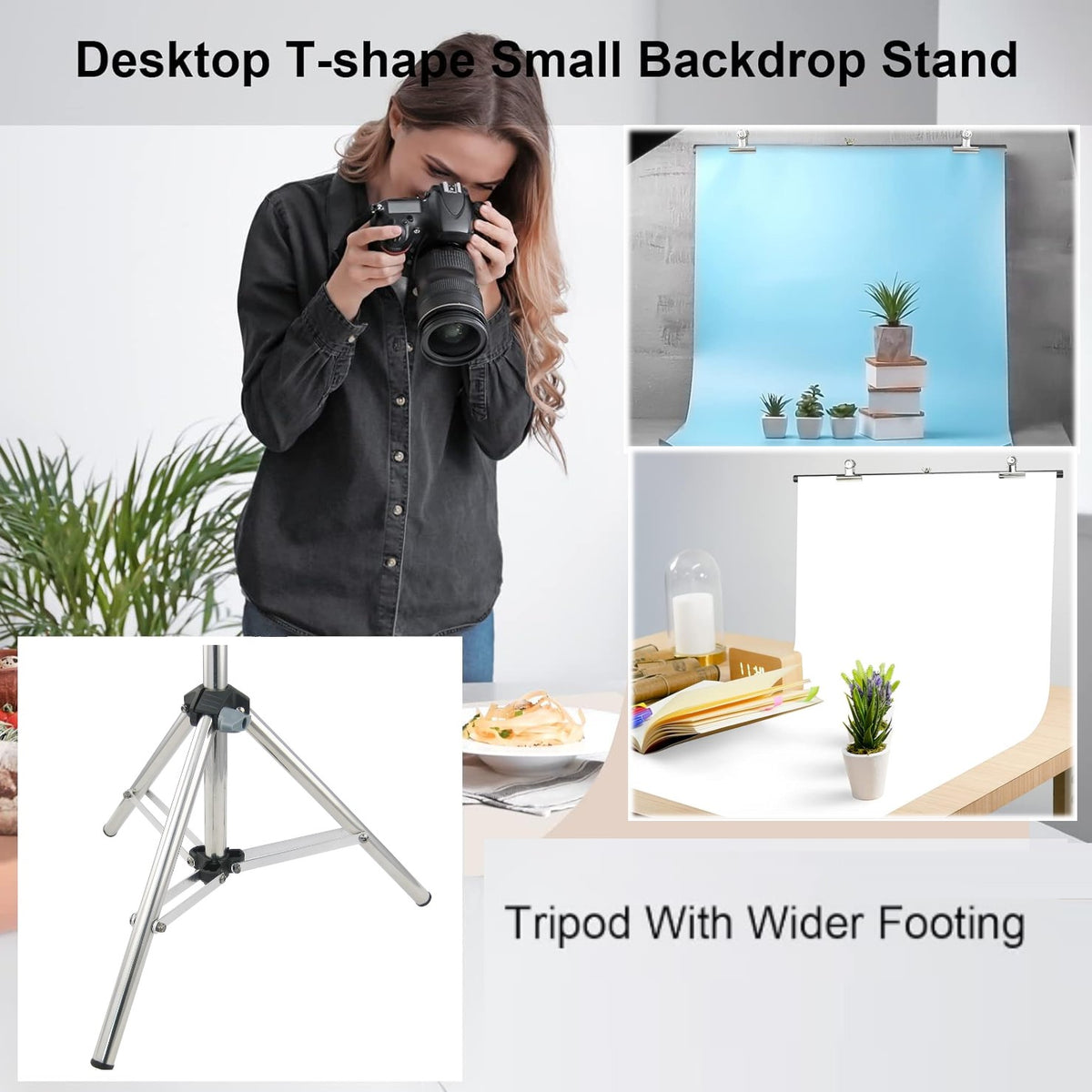 LINCO Silver Photography Backdrop Background Support Stand 2.2x2.6ft Table Top