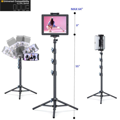 LINCO Adjustable 70" iPad Tripod Stand for iPad iPhone Samsung Smartphone Tablet Camera