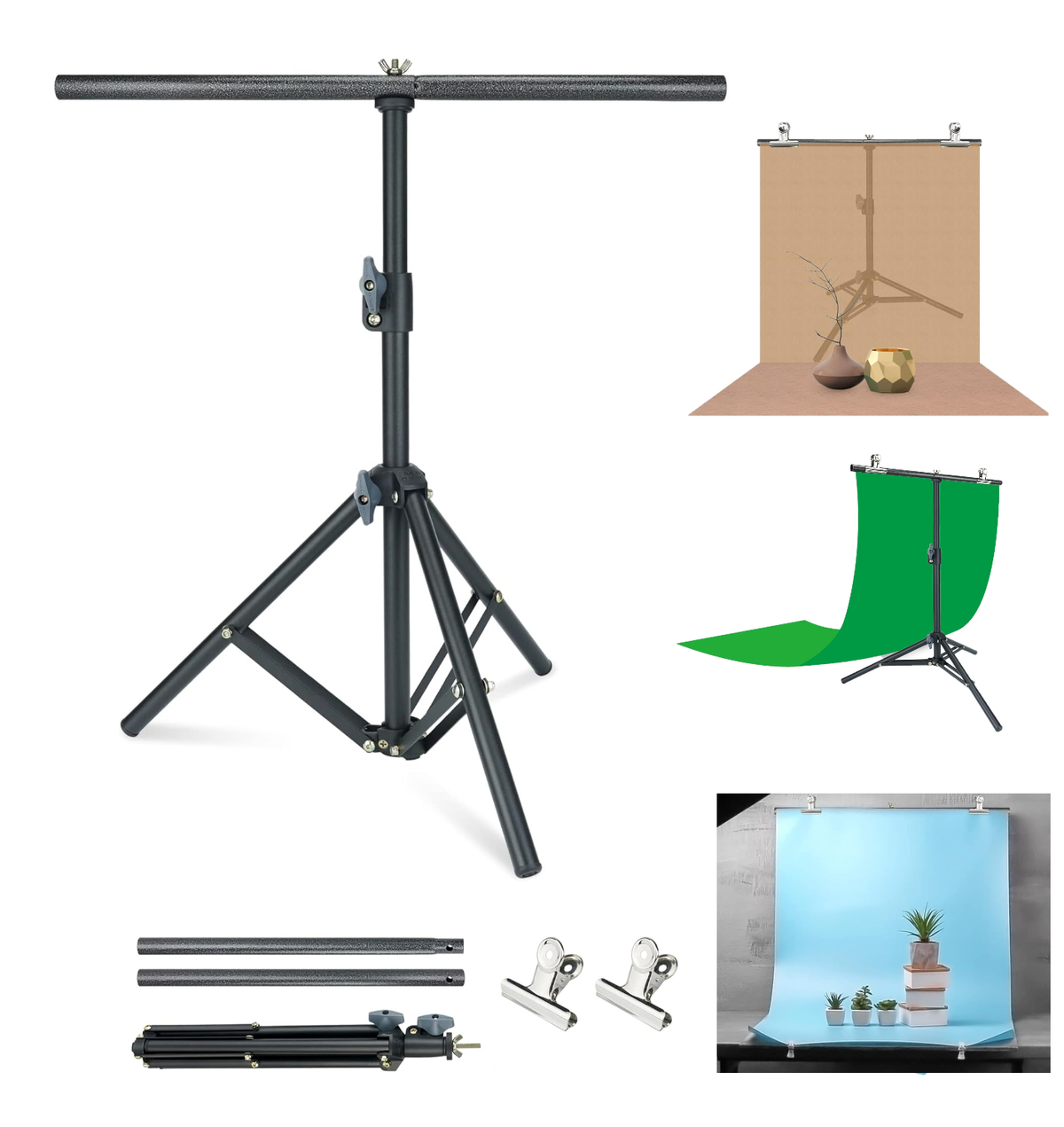 LINCO TableTop 2.2x2.6ft T Shape Photography Backdrop Background Support Stand