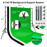 LINCO Lincostore Photo Video Studio Light Kit AM169 - Including 3 Color Backdrops (Black/White/Green) Background Screen