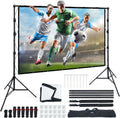 LINCO (150"/120") Projector Screen with Stand, Indoor Outdoor Movie Projector Screen 4K HD 16: 9 Wrinkle-Free Design with Carrying Bag for Backyard Movie Night