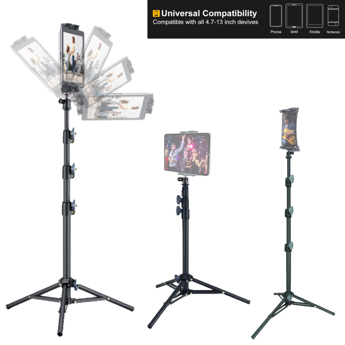 LINCO Adjustable 70" iPad Tripod Stand for iPad iPhone Samsung Smartphone Tablet Camera
