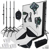 Linco BW Backdrop Support Photography Kit – 9 Fluorescent Lights, Softboxes, Background, 1500W Total, LK314