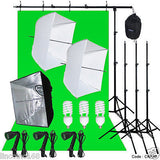 Photography 3 Light Bulb Lighting Muslin Backdrop Stand Boom Photo Studio Light