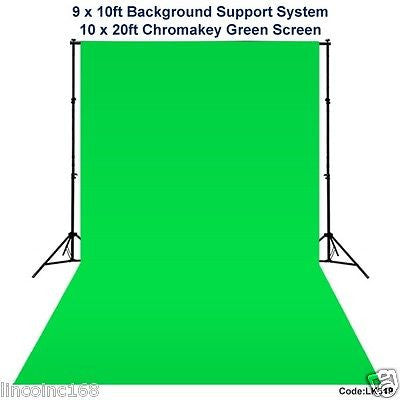 10 x 20 Chromakey Green Screen Backdrop Background Stand for Studio Light Kit