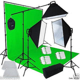 Chromakey Green Screen Lighting Kit 2400 Watt 9'×13' Backdrop Background Stand