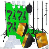 Green Screen Muslin Backdrop Stand Photography Studio Lighting Kit