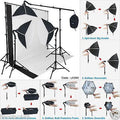 Photography Studio Lighting Softbox Photo Light Muslin Backdrop Stand Kit