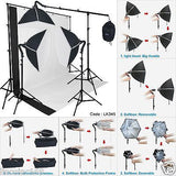 Photography Studio Lighting Softbox Photo Light Muslin Backdrop Stand Kit