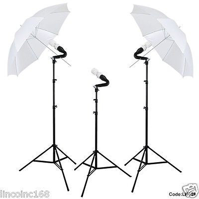 Photo Equipment Studio Umbrella Triple Lighting Light Kit