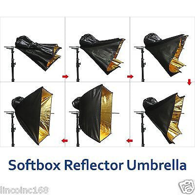 《US SELLER》LINCO Square Gold Photography Studio Reflective Umbrella Softbox