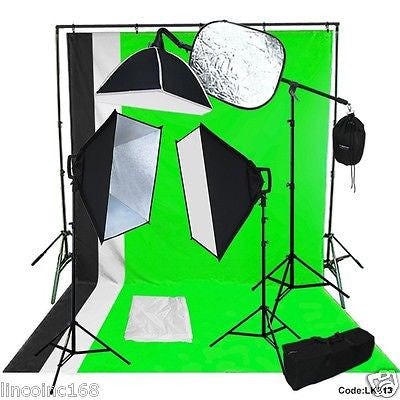 BW Backdrop Support Stand Photography Studio Video Softbox Lighting 3 Kit Linco
