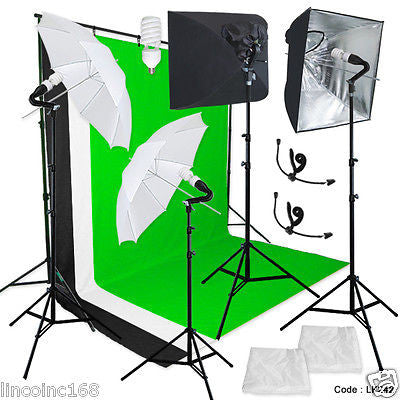 Linco Pheno Studio Lighting Softbox Umbrella Photography Backdrop Stand Kit
