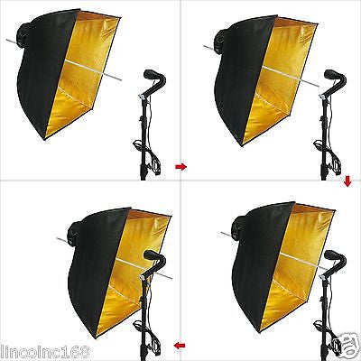 《US SELLER》LINCO Square Gold Photography Studio Reflective Umbrella Softbox