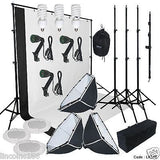 Photography Studio Lighting Softbox Photo Light Muslin Backdrop Stand Kit