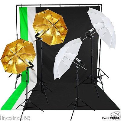 Linco Studio Photography Studio Lighting and Background Kit w/Muslin Backdrops 1