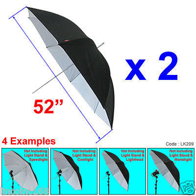Linco 52" Black & White Studio Light Photo Reflector Umbrella Kit