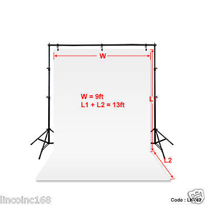 9'x13' White Photography Backdrop Photo Stand Muslin Background Support Kit