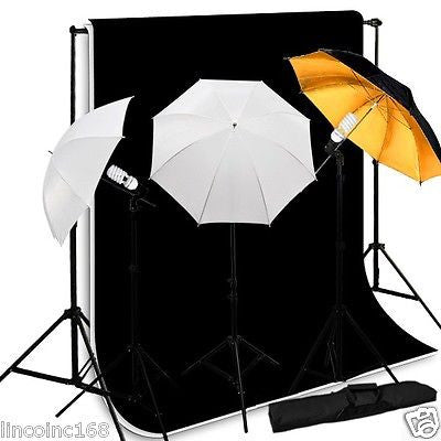 3 Bulbs Studio Continuous Lighting Kit Background Support Muslin Backdrop
