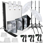 Lighting Muslin Backdrop Stand Studio Kit Photography Backdrop 3 Light Bulb