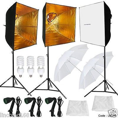 Linco Studio 3 Bulb Photo Studio Video Continuous Lighting Kit Softbox Light