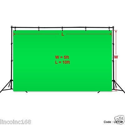 5'x10' Green Photography Backdrop Photo Stand Muslin Kit