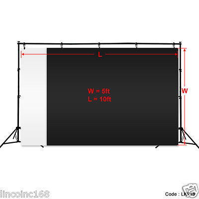 Black + White Photography Backdrop Photo Stand Muslin Kit
