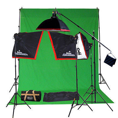 Fluorescent Lighting Kit With Boom Stand Muslin Photographic Lighting 20121